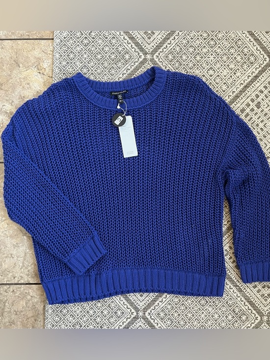 Eileen Fisher Sweaters - New 100% Organic Cotton Eileen Fisher Royal Blue Crewneck Open Stitch Sweater L